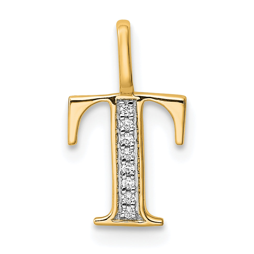 10K Diamond Letter T Initial Pendant Main image