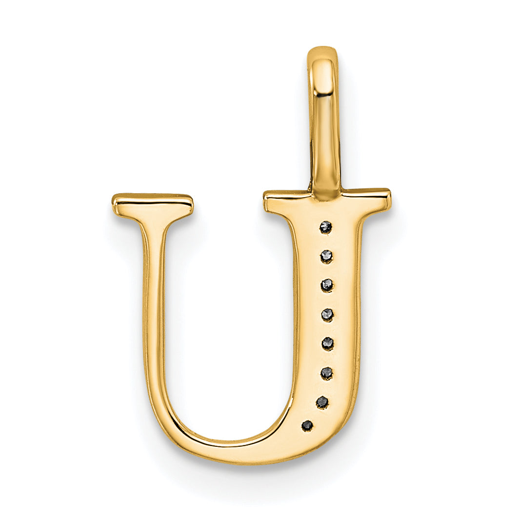 10K Diamond Letter U Initial Pendant
