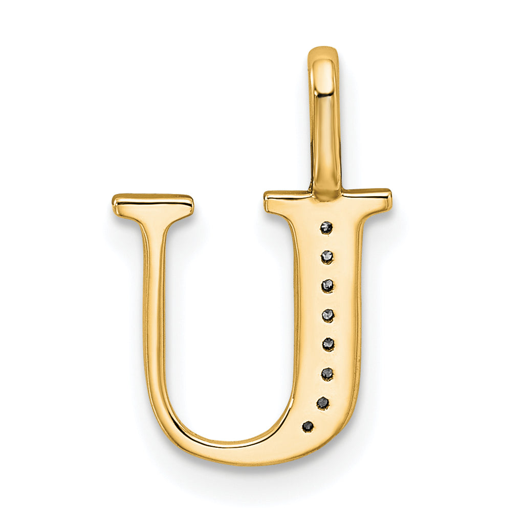 10K Diamond Letter U Initial Pendant