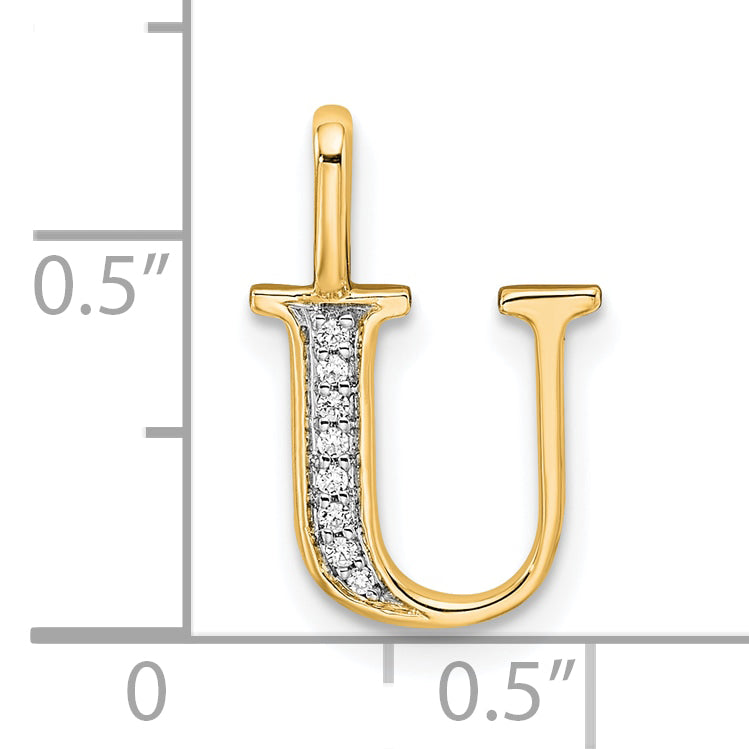 10K Diamond Letter U Initial Pendant