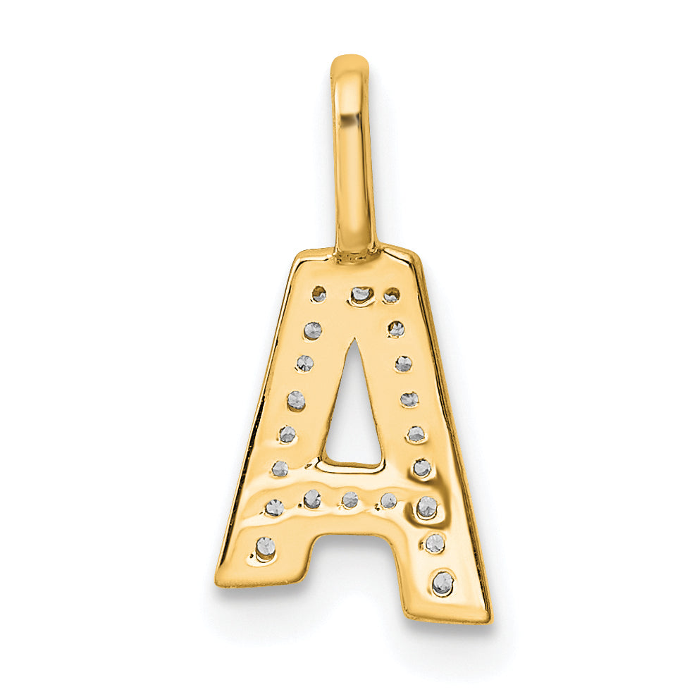 14K Gold Diamond Letter A Initial Pendant