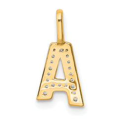 14K Gold Diamond Letter A Initial Pendant