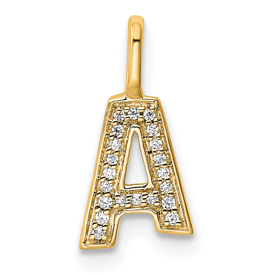 14K Gold Diamond Letter A Initial Pendant