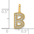 14K  Gold Diamond Letter B Initial Pendant