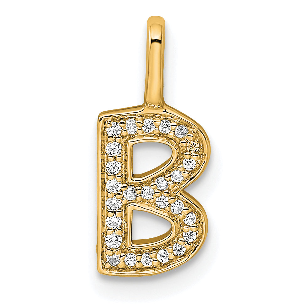 14K  Gold Diamond Letter B Initial Pendant Main image
