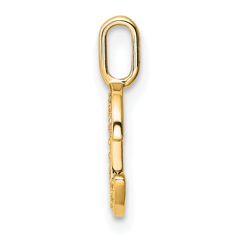 14K Yellow Gold Diamond Letter C Initial Pendant