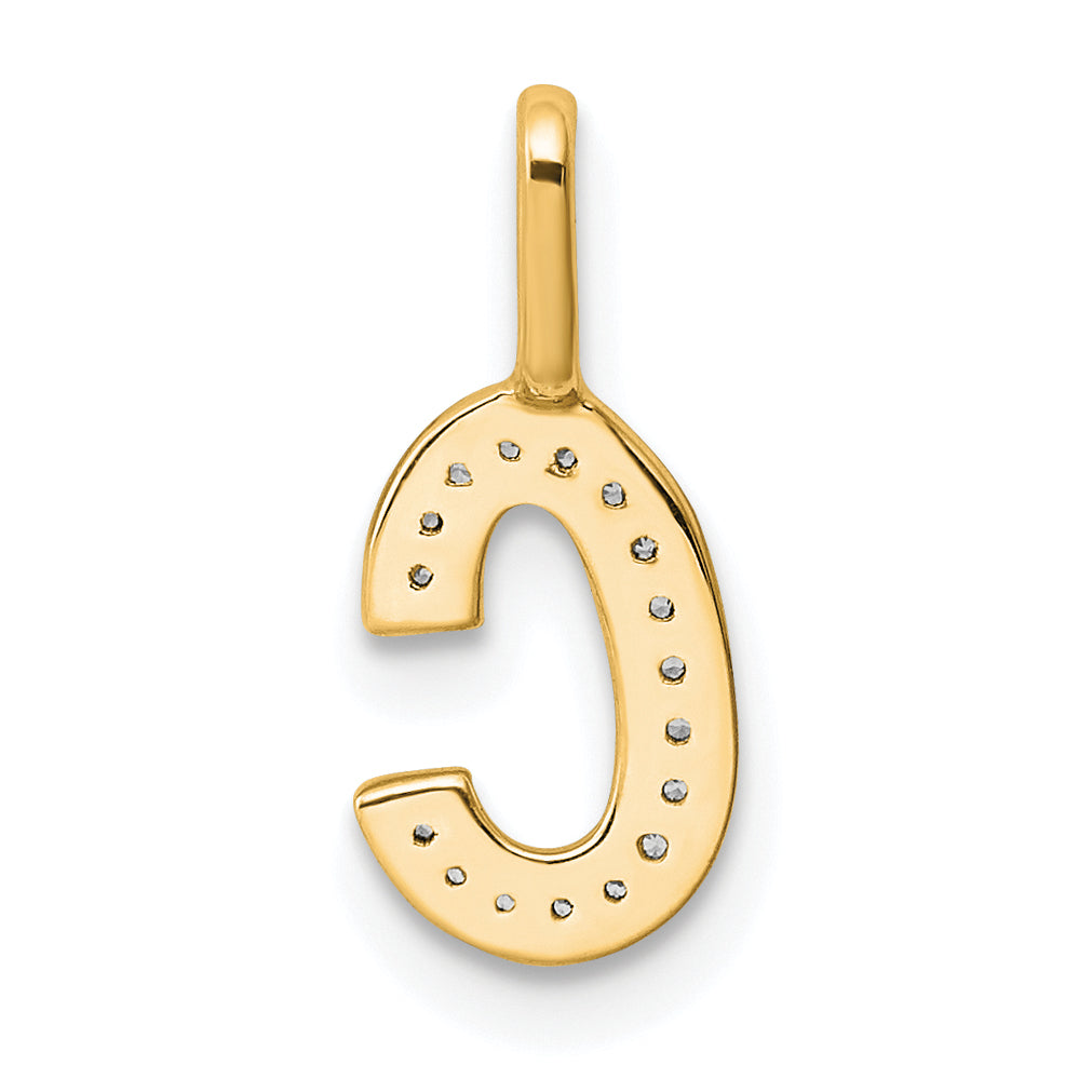 14K Yellow Gold Diamond Letter C Initial Pendant