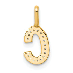 14K Yellow Gold Diamond Letter C Initial Pendant