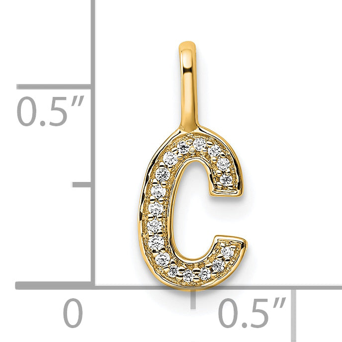 14K Yellow Gold Diamond Letter C Initial Pendant
