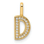 14K  Gold Diamond Letter D Initial Pendant