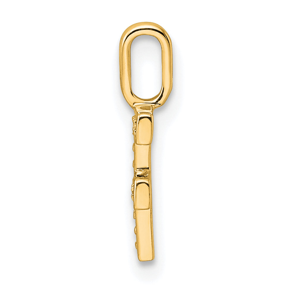 14K  Gold Diamond Letter F Initial Pendant