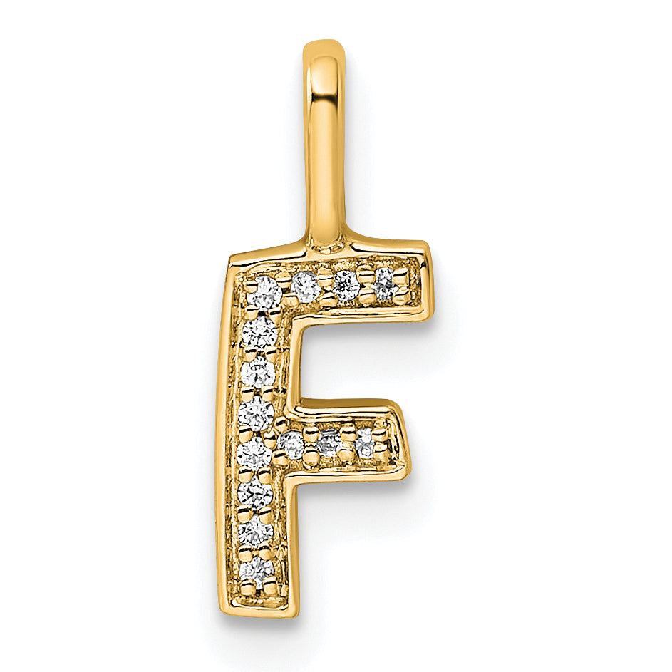 14K  Gold Diamond Letter F Initial Pendant