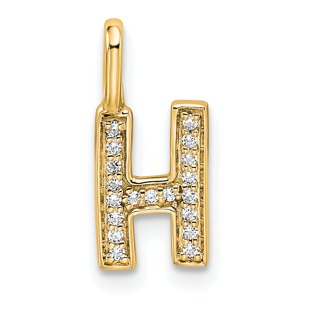 14K  Gold Diamond Letter H Initial Pendant Main image