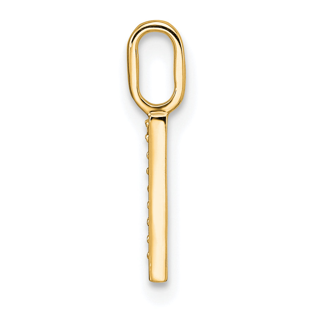 14K Yellow Gold Diamond Letter I Initial Pendant