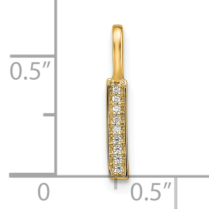 14K Yellow Gold Diamond Letter I Initial Pendant