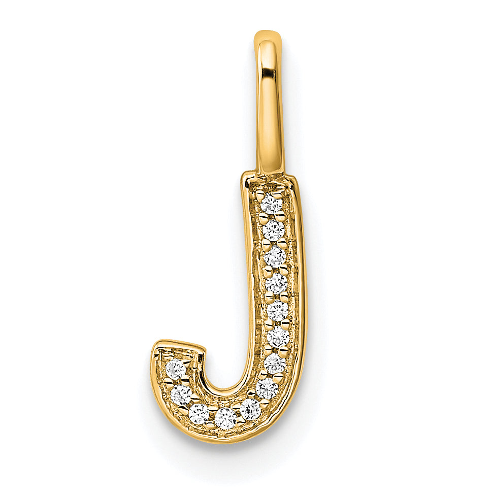 14K  Gold Diamond Letter J Initial Pendant Main image