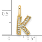 14K  Gold Diamond Letter K Initial Pendant