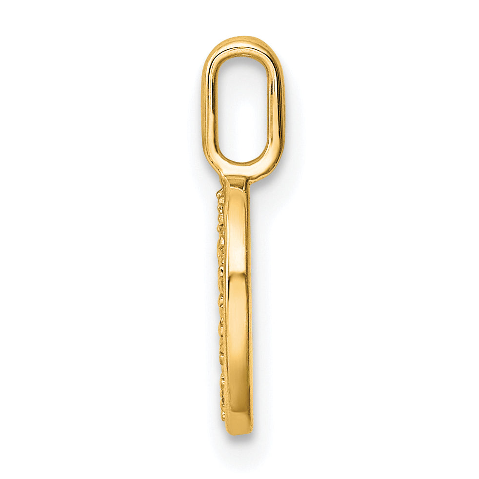 14K Gold Diamond Letter O Initial Pendant