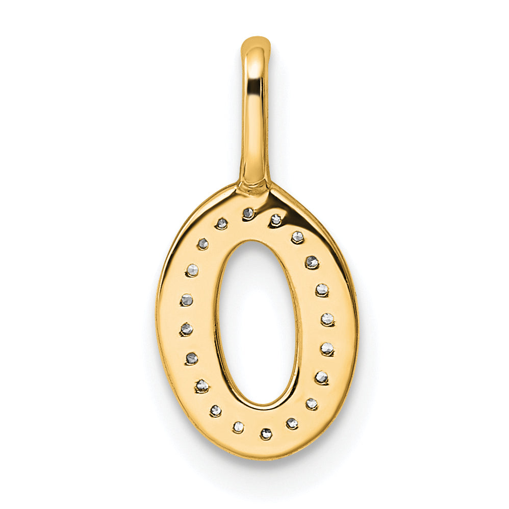 14K Gold Diamond Letter O Initial Pendant