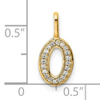 14K Gold Diamond Letter O Initial Pendant