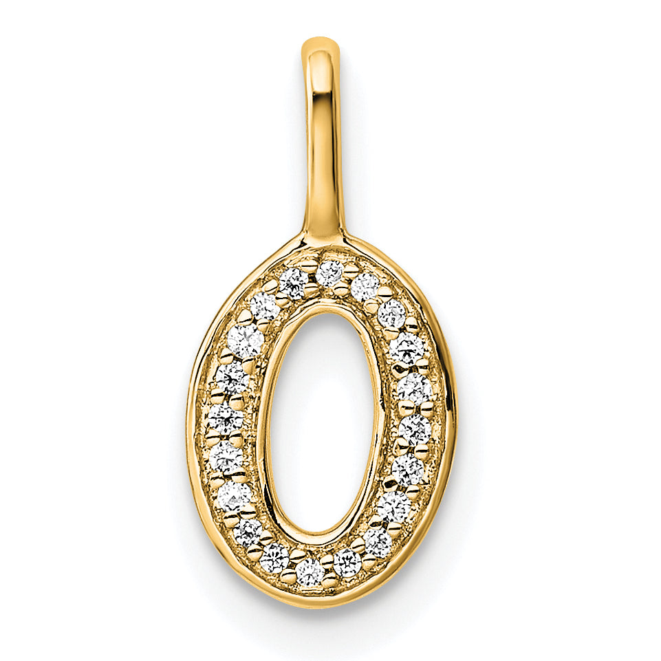 14K Gold Diamond Letter O Initial Pendant Main image