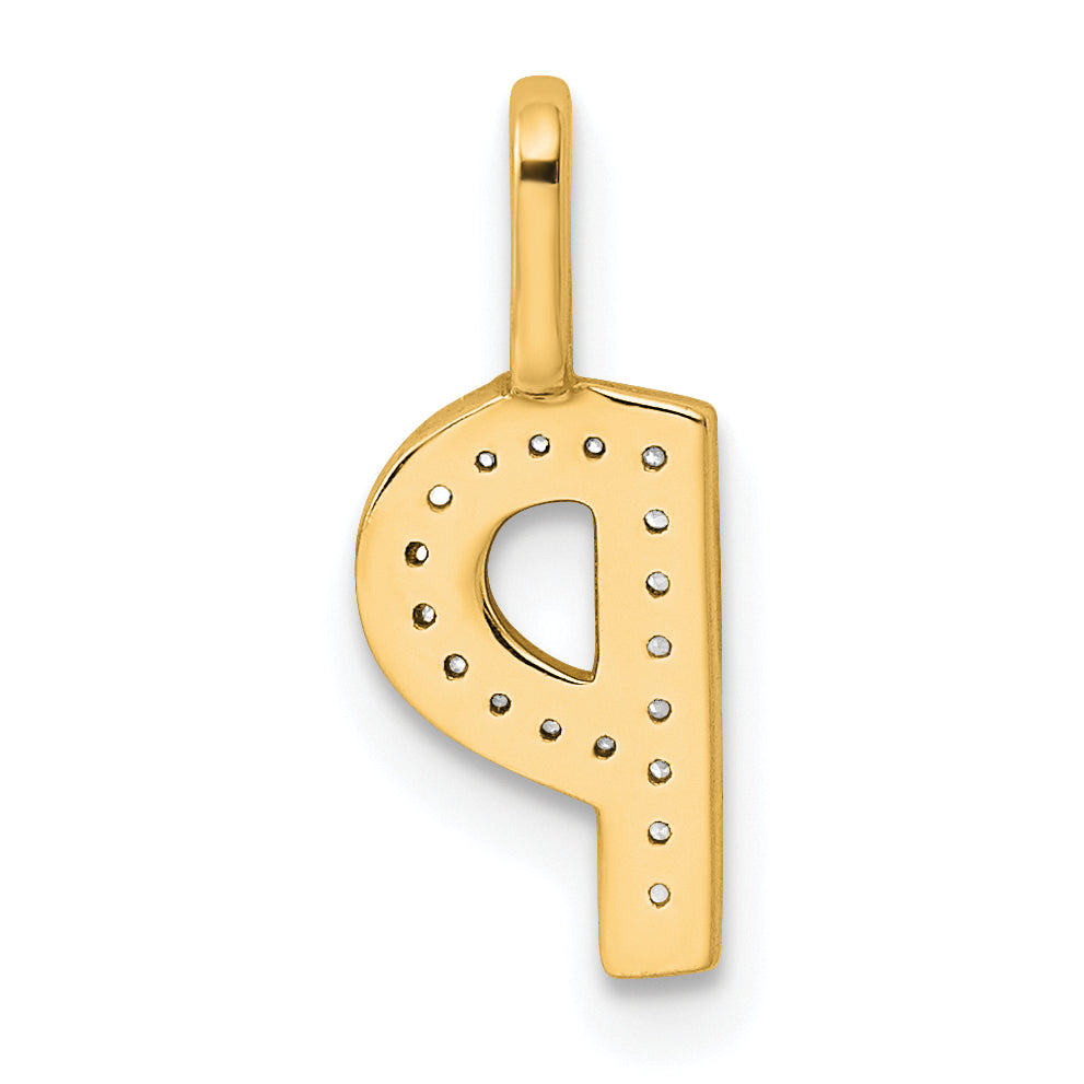 14K  Gold Diamond Letter P Initial Pendant