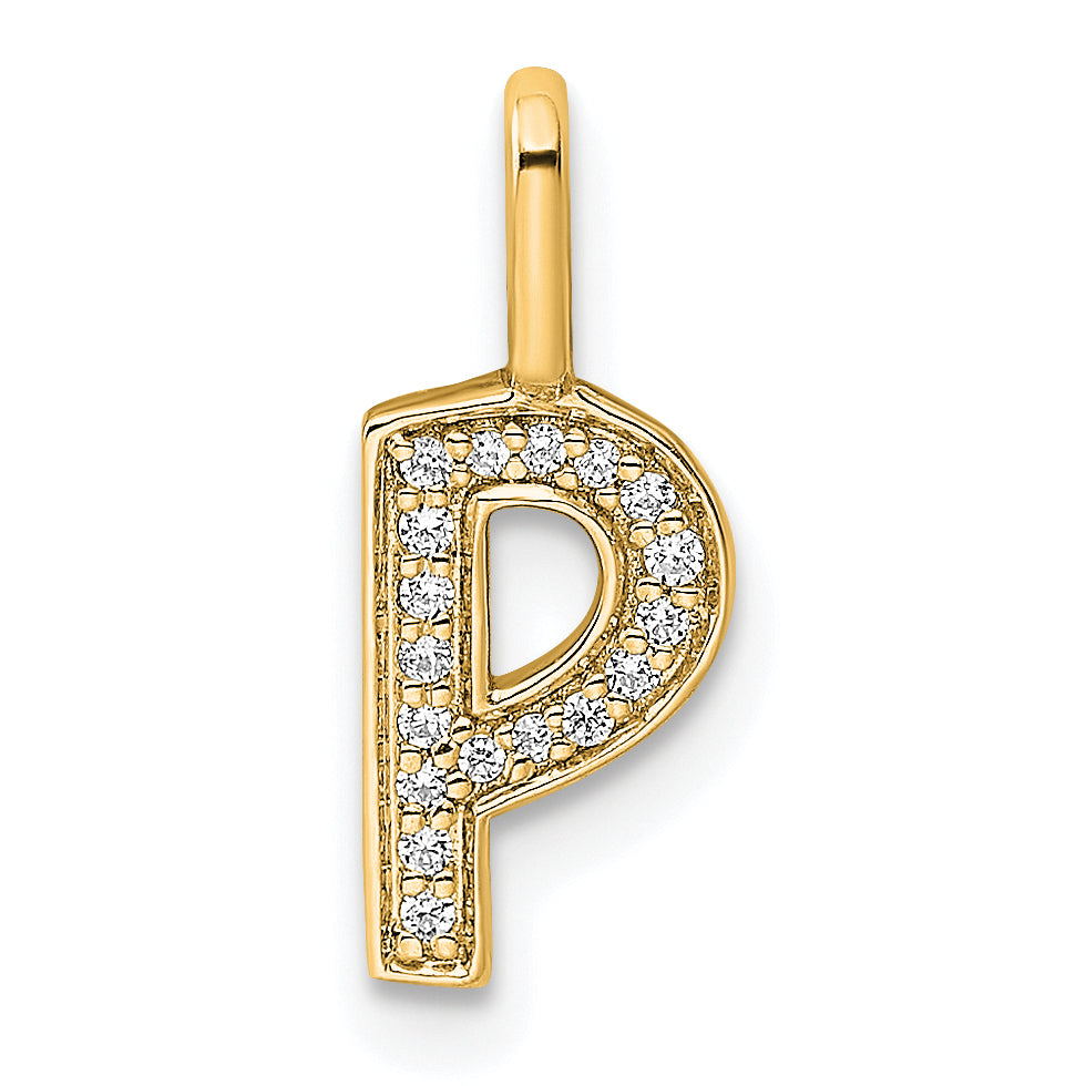 14K  Gold Diamond Letter P Initial Pendant Main image