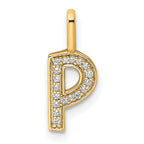 14K  Gold Diamond Letter P Initial Pendant