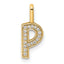 14K  Gold Diamond Letter P Initial Pendant
