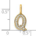 14K  Gold Diamond Letter Q Initial Pendant