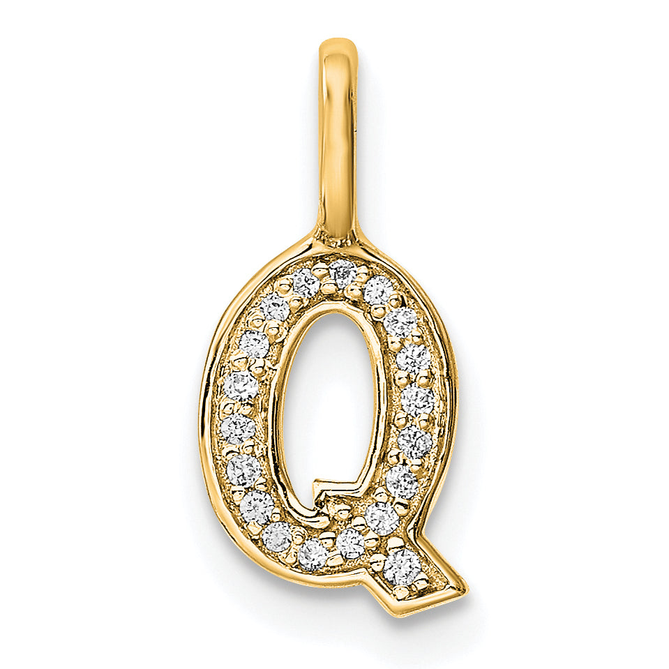 14K  Gold Diamond Letter Q Initial Pendant Main image