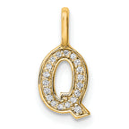 14K  Gold Diamond Letter Q Initial Pendant