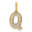 14K  Gold Diamond Letter Q Initial Pendant