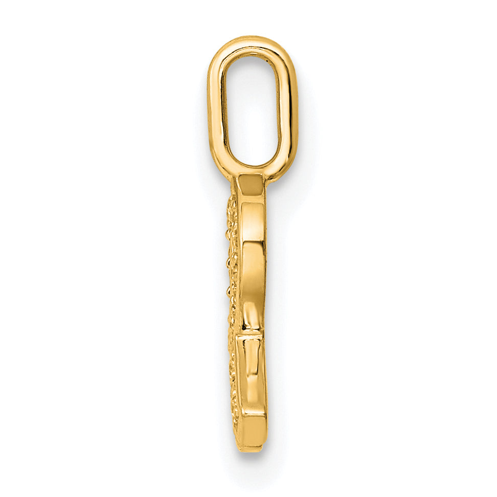 14K  Gold Diamond Letter R Initial Pendant