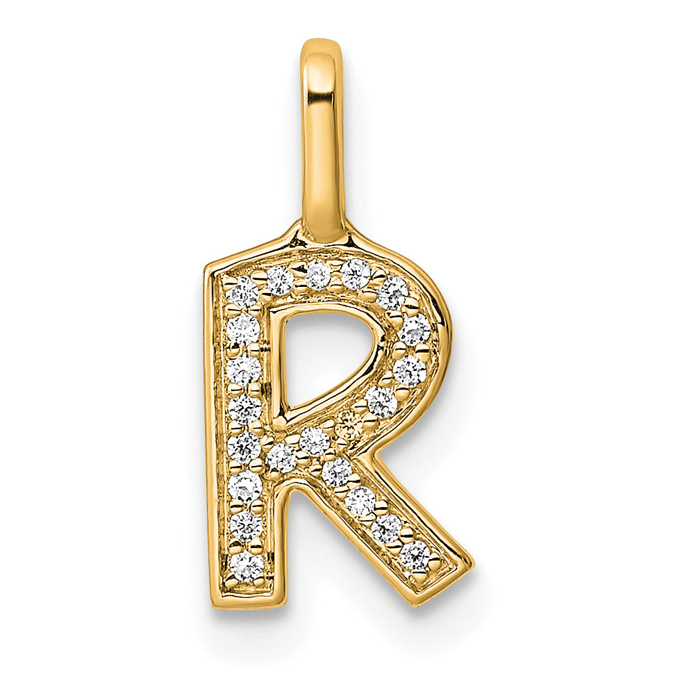 14K  Gold Diamond Letter R Initial Pendant Main image