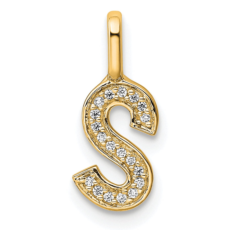 14K  Gold Diamond Letter S Initial Pendant Main image