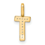 14K  Gold Diamond Letter T Initial Pendant