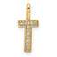 14K  Gold Diamond Letter T Initial Pendant