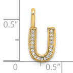 14K  Gold Diamond Letter U Initial Pendant