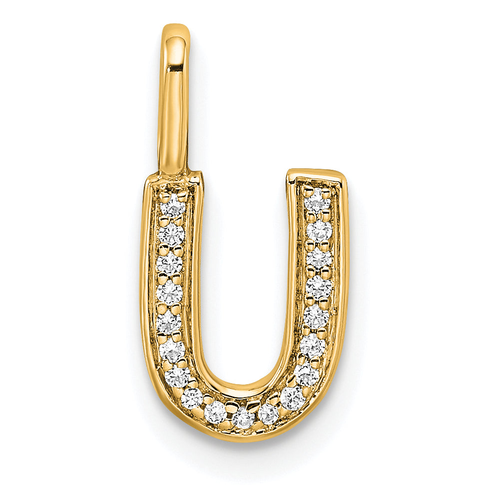 14K  Gold Diamond Letter U Initial Pendant Main image