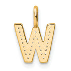 14K  Gold Diamond Letter W Initial Pendant