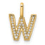 14K  Gold Diamond Letter W Initial Pendant