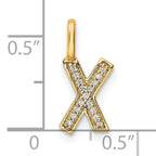 14K  Gold Diamond Letter X Initial Pendant