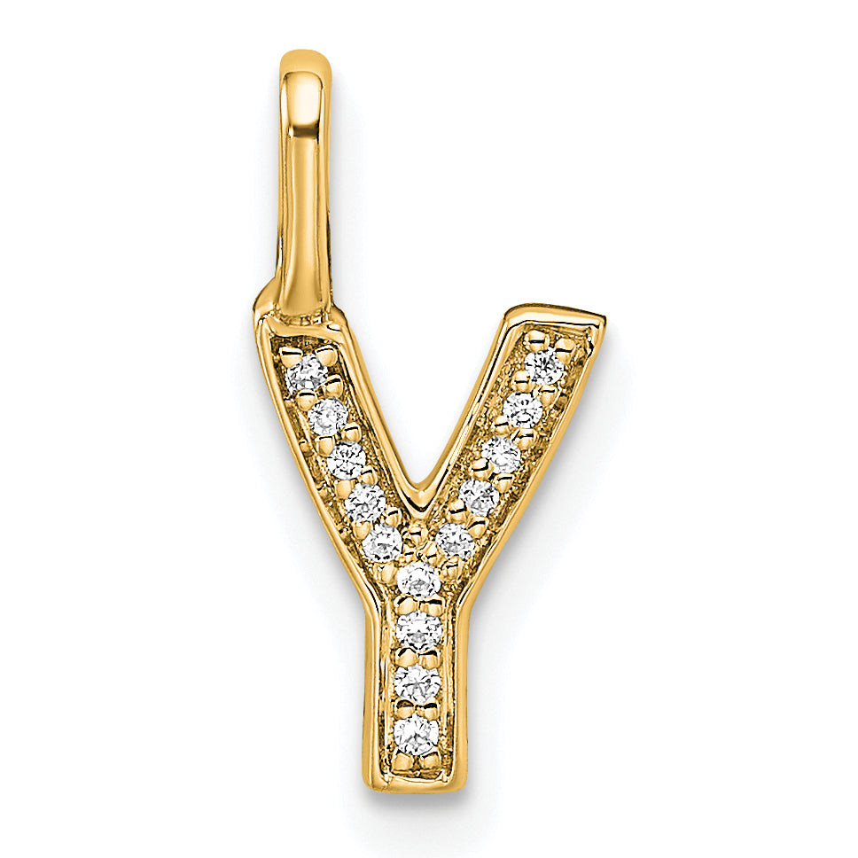 14K  Gold Diamond Letter Y Initial Pendant Main image