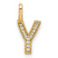 14K  Gold Diamond Letter Y Initial Pendant