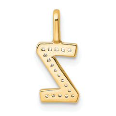 14K Yellow Gold Diamond Letter Z Initial Pendant