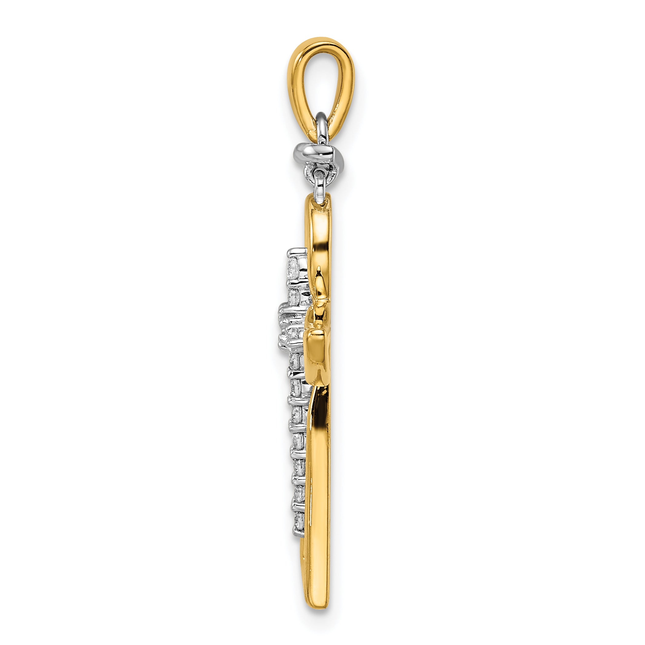 14k Two-tone Polished Diamond Cross