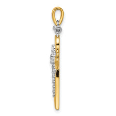 14k Two-tone Polished Diamond Cross