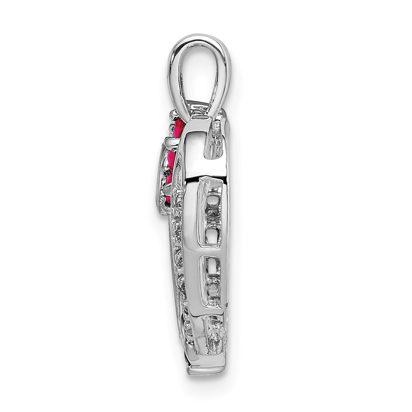 14k White Gold Ruby and Diamond Heart Pendant Secondary image