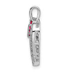 14k White Gold Ruby and Diamond Heart Pendant